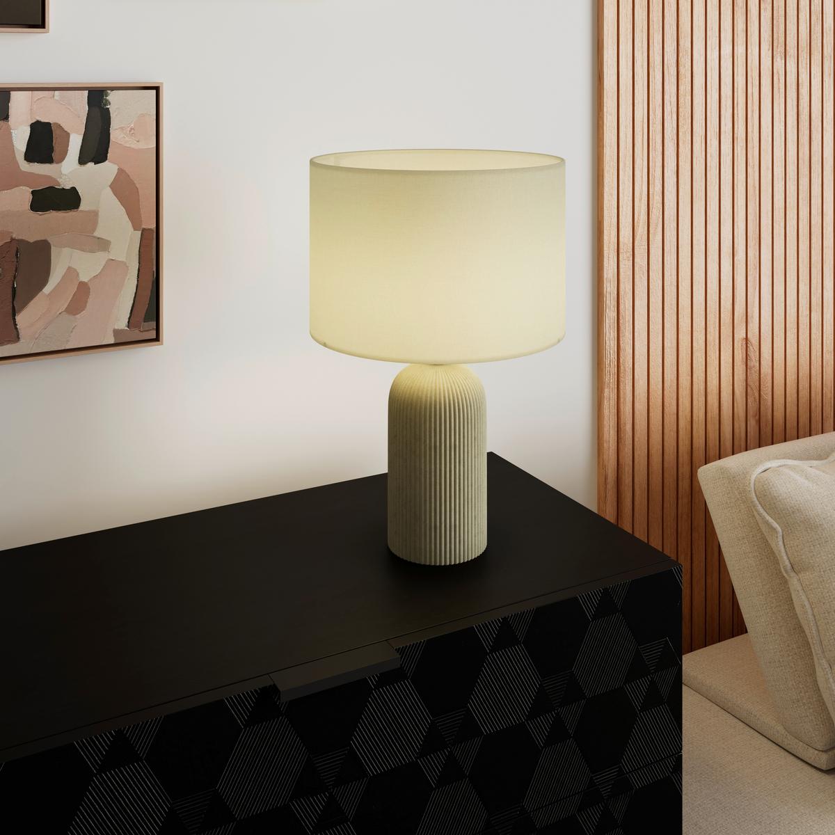 Tischleuchte Lucina Beige/Creme max. 40 Watt - krémová/béžová, Modern, kov/textil (30/46cm) - Bessagi Home