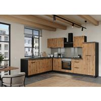 Eckküche Liverpool Graphit/ Eiche Dekor S: 300x240 cm - Schieferfarben/Eiche Wotan, Basics, Holzwerkstoff (300/240cm) - Held