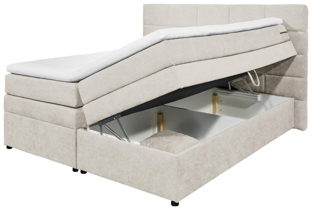 Boxspringbett Mit Topper & Bettkasten 180x200 Tacoma 3 - Sandfarben, KONVENTIONELL, Kunststoff/Textil (180/200cm) - MID.YOU