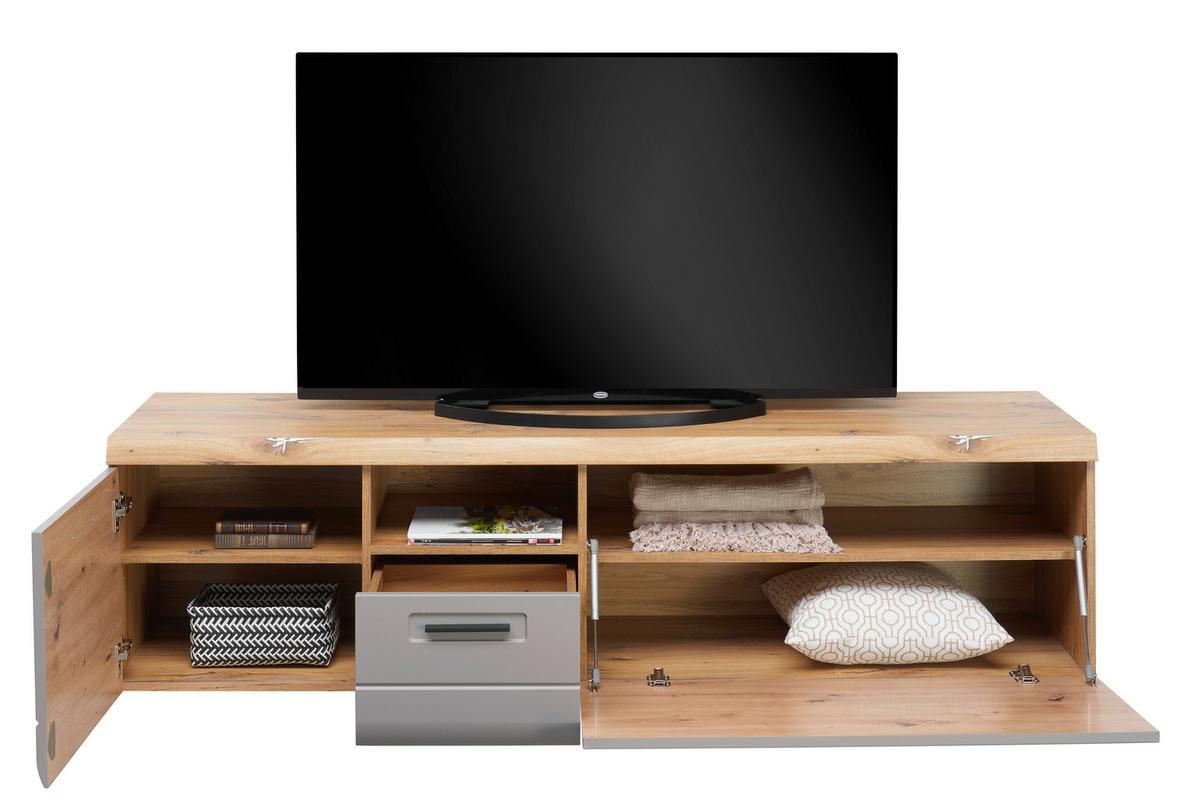 Tv-lowboard Auris B: 190 Cm Basalt / Eiche Dekor - Grau, MODERN, Holzwerkstoff (190/50/50cm) - Luca Bessoni