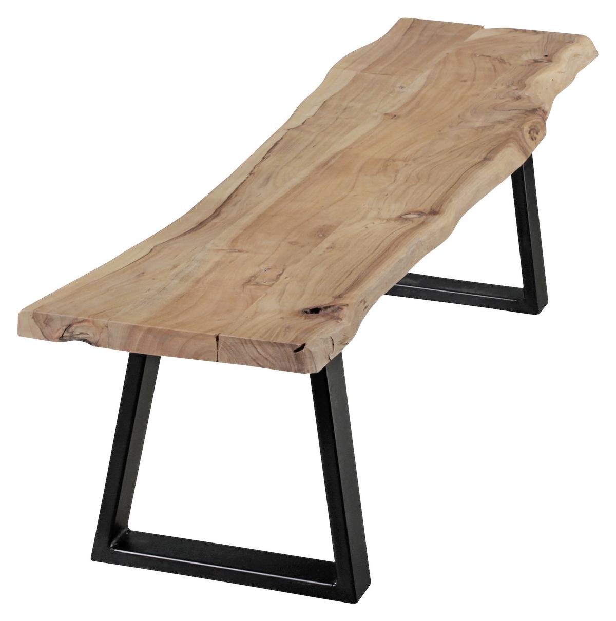 Lavice z masivního dřeva Gaya š: ca. 180cm - černá/barvy akácie, Design, kov/dřevo (180/45/40cm) - MID.YOU