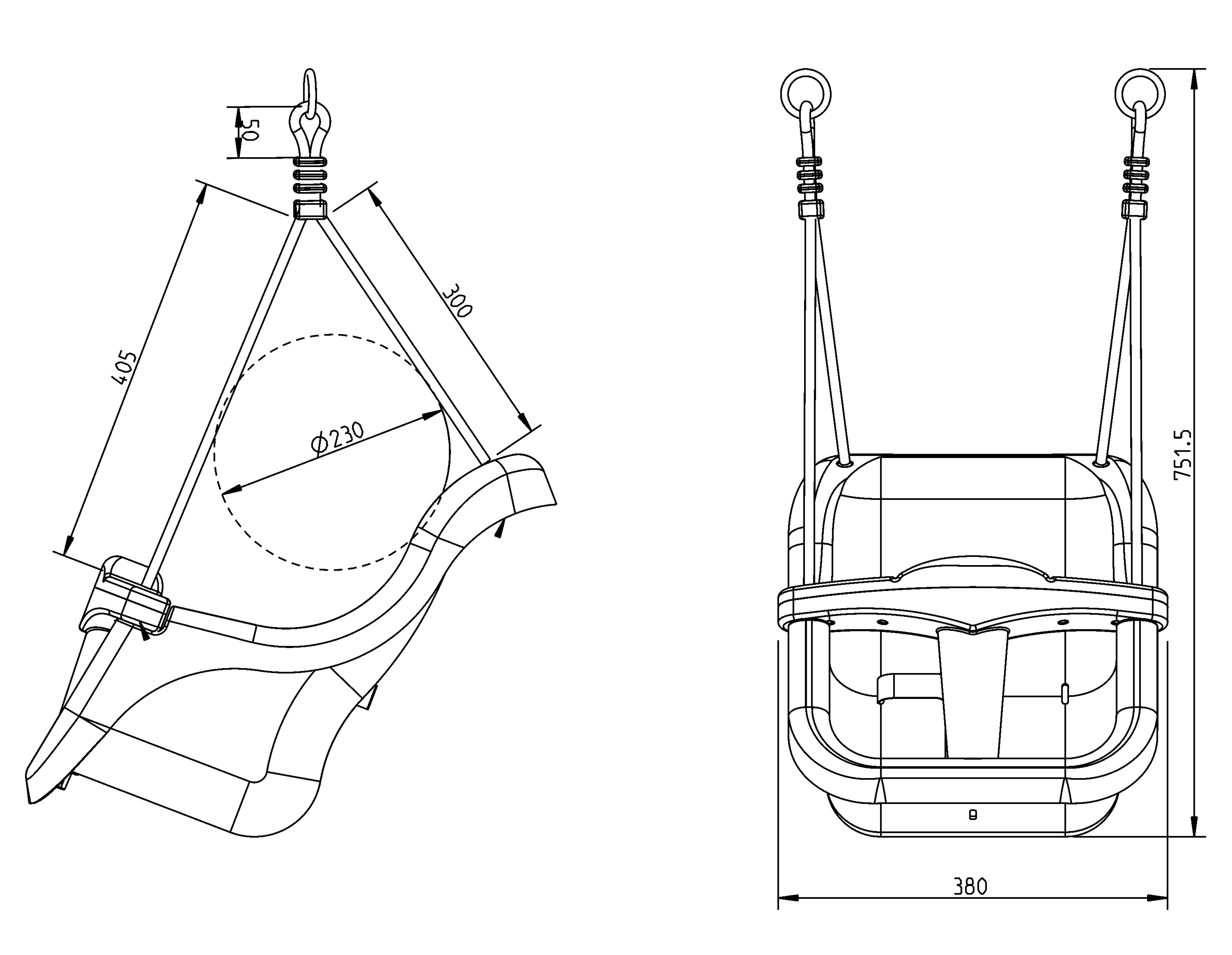 Schaukel Mit Sicherheitsbügel Ab 9 Monaten, Holzgestell - Braun, Basics, Holz/Kunststoff (120/134/103cm) - Ambia Garden