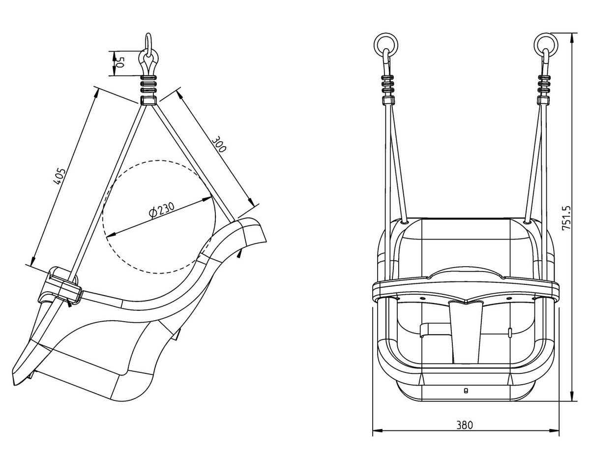 Schaukel Mit Sicherheitsbügel Ab 9 Monaten, Holzgestell - Braun, Basics, Holz/Kunststoff (120/134/103cm) - Ambia Garden