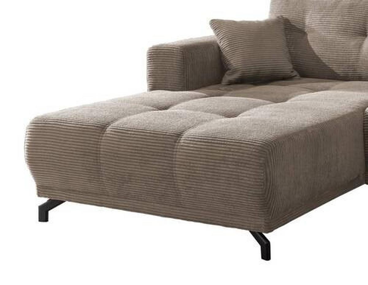 Ecksofa Liegefunktion Restato Graubraun - Graubraun/Schwarz, MODERN, Holz/Textil (177/246cm) - MID.YOU
