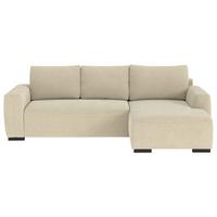 Ecksofa mit Bettfunktion Giro Cord beige, B: 252cm - Beige/Schwarz, Trend, Textil (252/86/170cm)