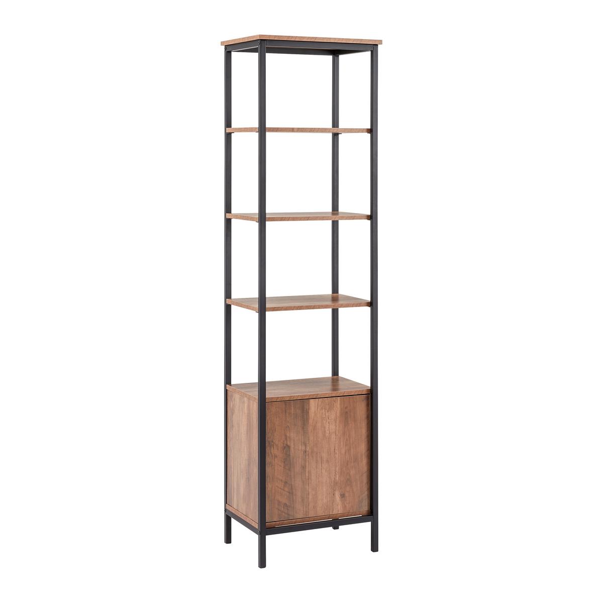 Vysoká skrinka DELL - čierna/prírodná farba, Modern, kov/kompozitné drevo (45/172/34cm) - Bessagi Home