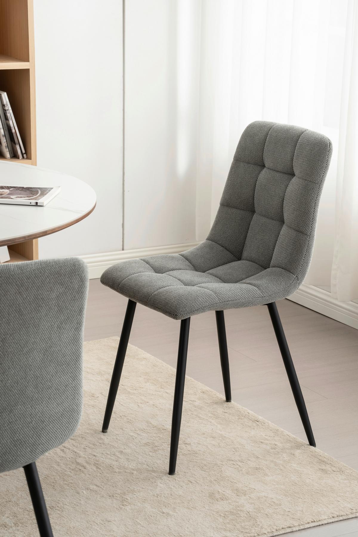 Vierfußstuhl Adea Leinenoptik Grau - Schwarz/Grau, KONVENTIONELL, Holz/Textil (45/88/55cm) - P & B