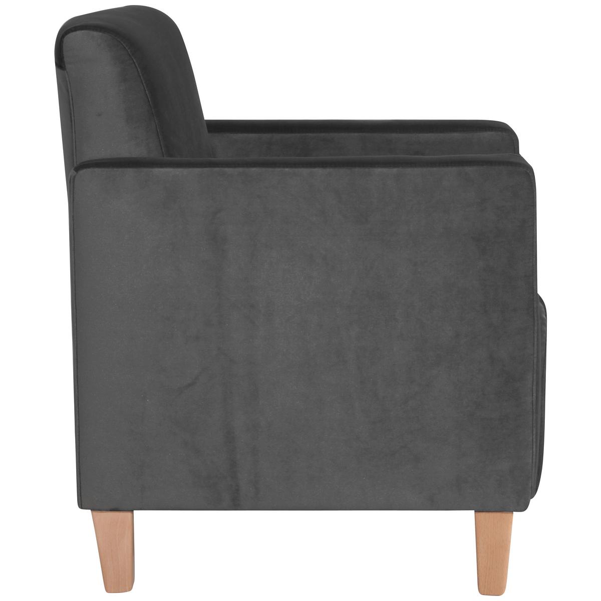 Polstersessel Mit Armlehnen Milla Samt/velours Anthrazit - Anthrazit/Naturfarben, Design, Textil (71/81/70cm) - Max Winzer
