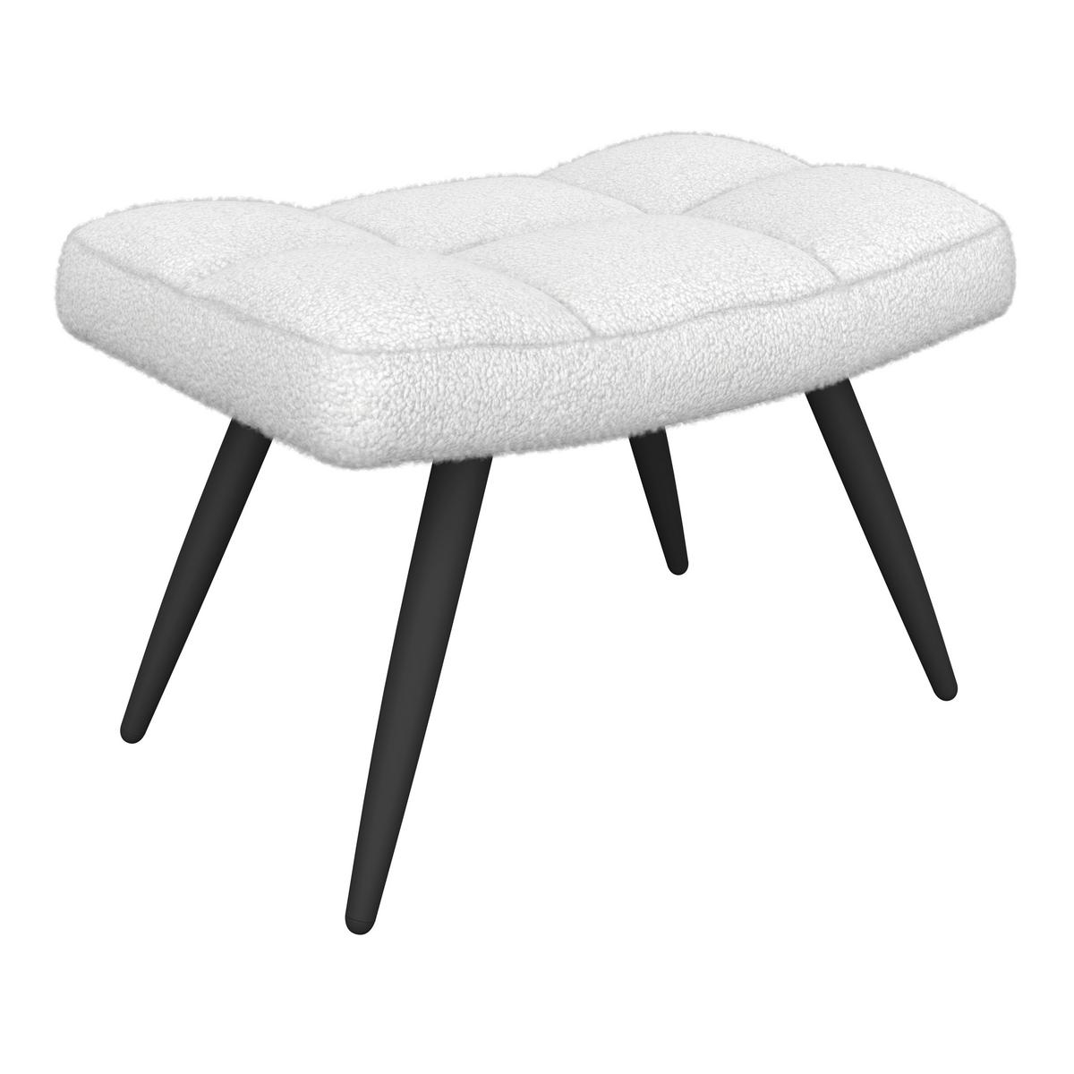 Ohrensessel Hanoi Webstoff weiß, B: 71 cm - Schwarz/Weiß, MODERN, Textil/Metall (71/98/83cm)