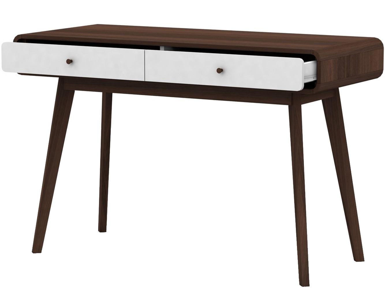 Schreibtisch Cassie Walnussfarben 120 cm - Walnussfarben/Weiß, Design, Holzwerkstoff (120/79/50cm) - MID.YOU