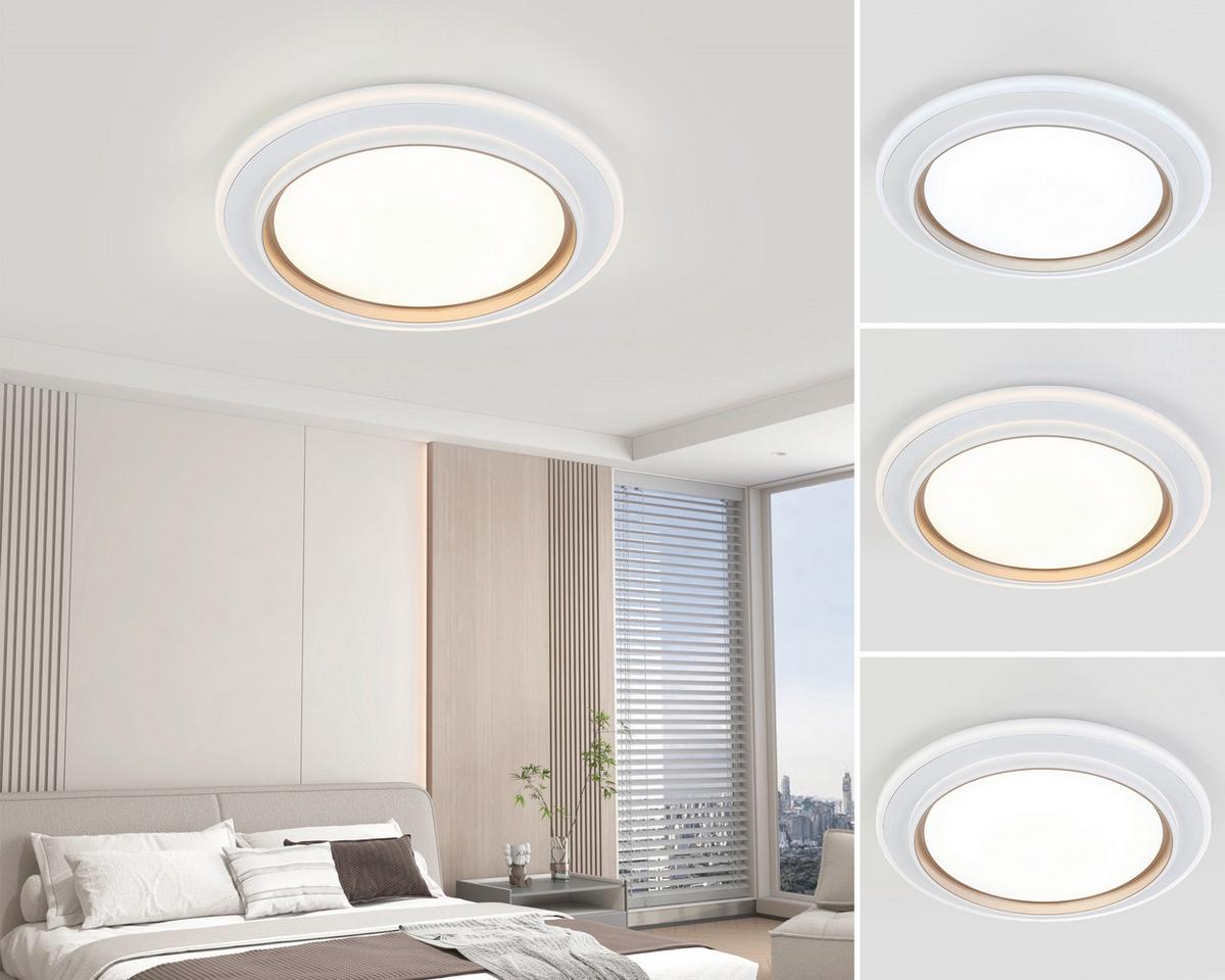 LED-Deckenleuchte Clara - Champagner/Weiß, Basics, Kunststoff/Metall (46/5,5cm) - Luca Bessoni