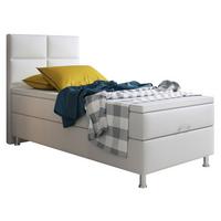 Boxspringbett Mit Topper 90x200 Cm Miami-Bk - Silberfarben/Weiß, KONVENTIONELL, Leder/Textil (90/115/210cm) - MID.YOU