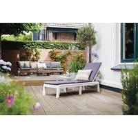 ATLAS se 4 polohami, skládací - bílá/světle šedá, Design, textil/plast (187,5/58/29cm)