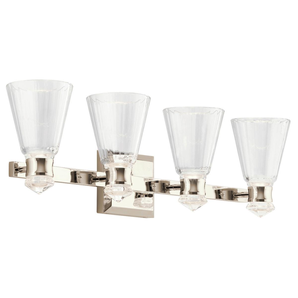 Bad-Wandleuchte Kayva4 IP44 8-Flammig in Nickelfarben - Nickelfarben, Design, Glas/Metall (84.8/23/16.7cm) - Elstead Lighting