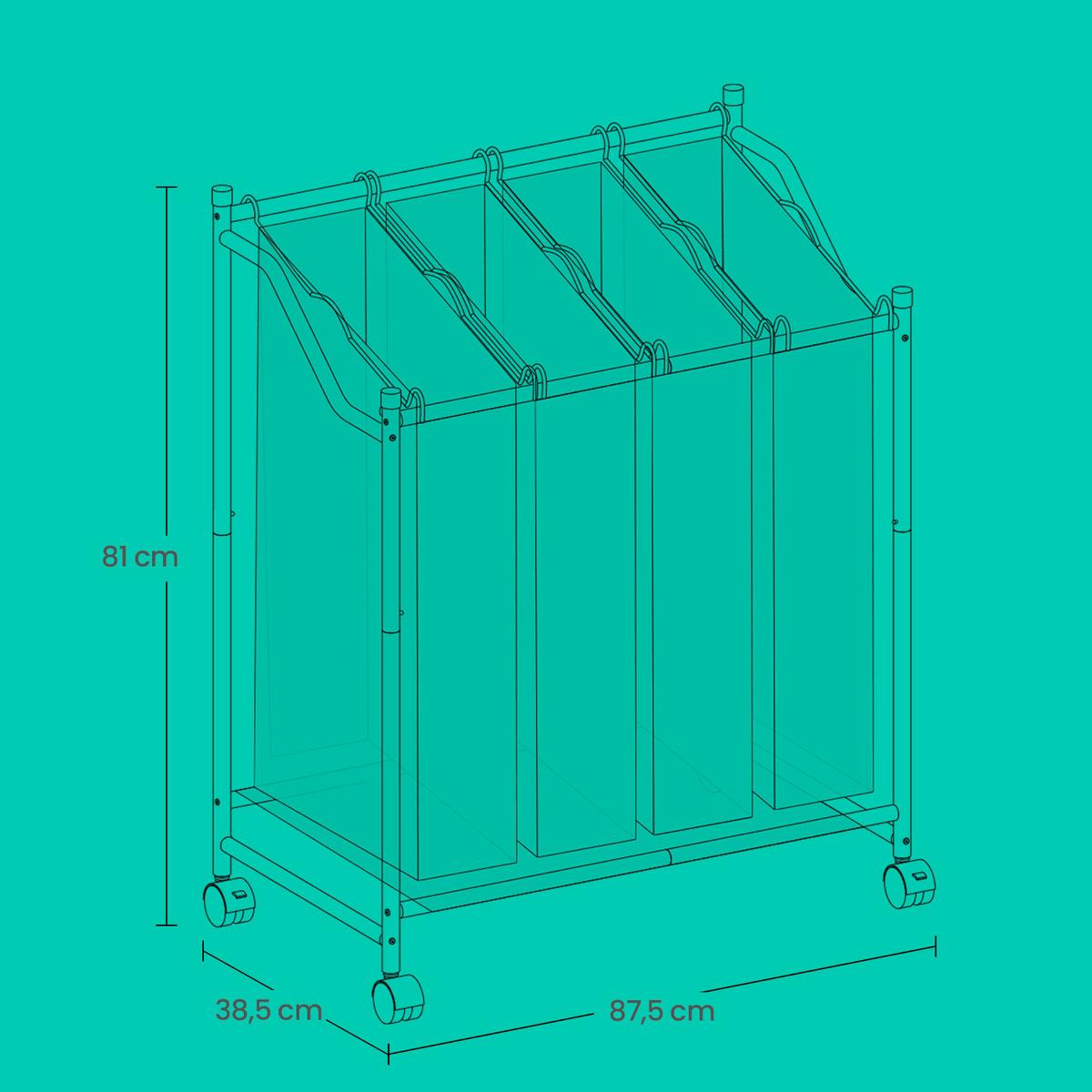 Wäschesammler Grau B: 87,5 cm - Eschefarben/Grau, Basics, Textil/Metall (87,5/81/38,5cm)