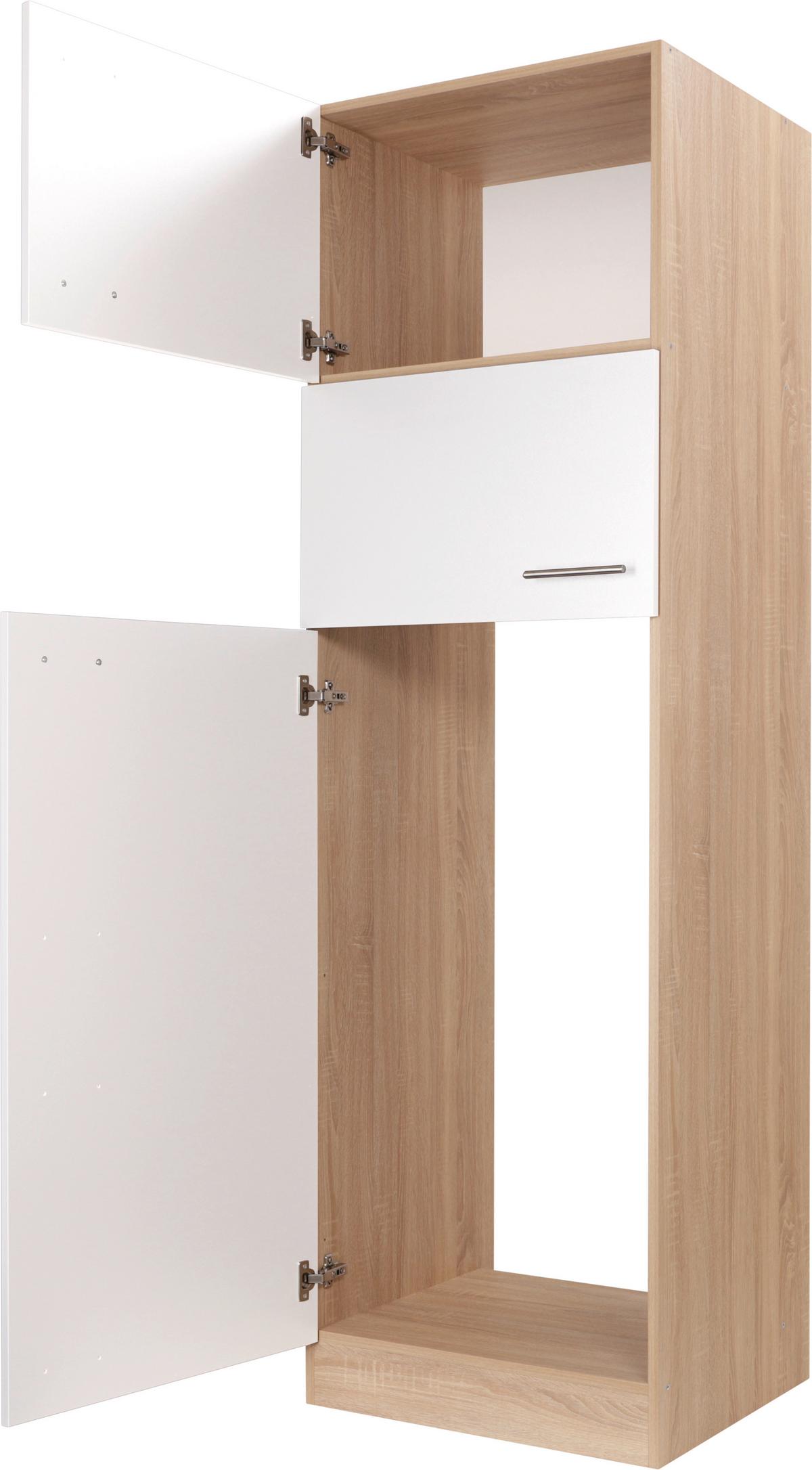 Geräteumbauschrank Merle Weiß, Eiche Dekor B:60cm - Eichefarben/Weiß, Basics, Holzwerkstoff (60/200/60cm) - Respekta