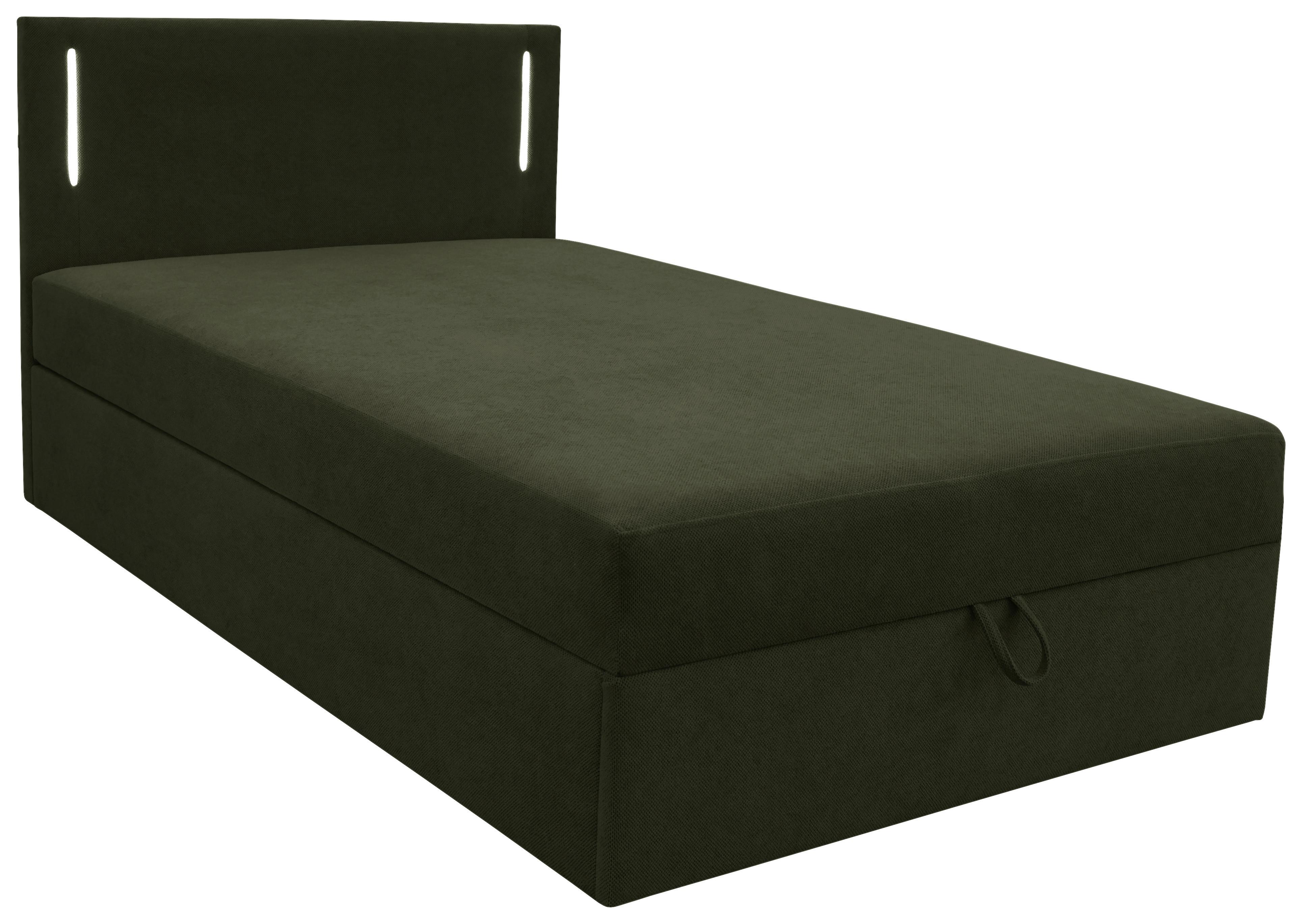 Boxbett Carlos 120 Dunkelgrün B: 121 cm - Dunkelgrün/Schwarz, Basics, Holzwerkstoff/Textil (121/110/210cm) - Livetastic