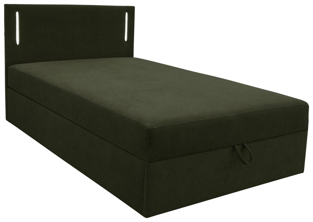 Boxbett Carlos 120 Dunkelgrün B: 121 cm - Dunkelgrün/Schwarz, Basics, Holzwerkstoff/Textil (121/110/210cm) - Livetastic