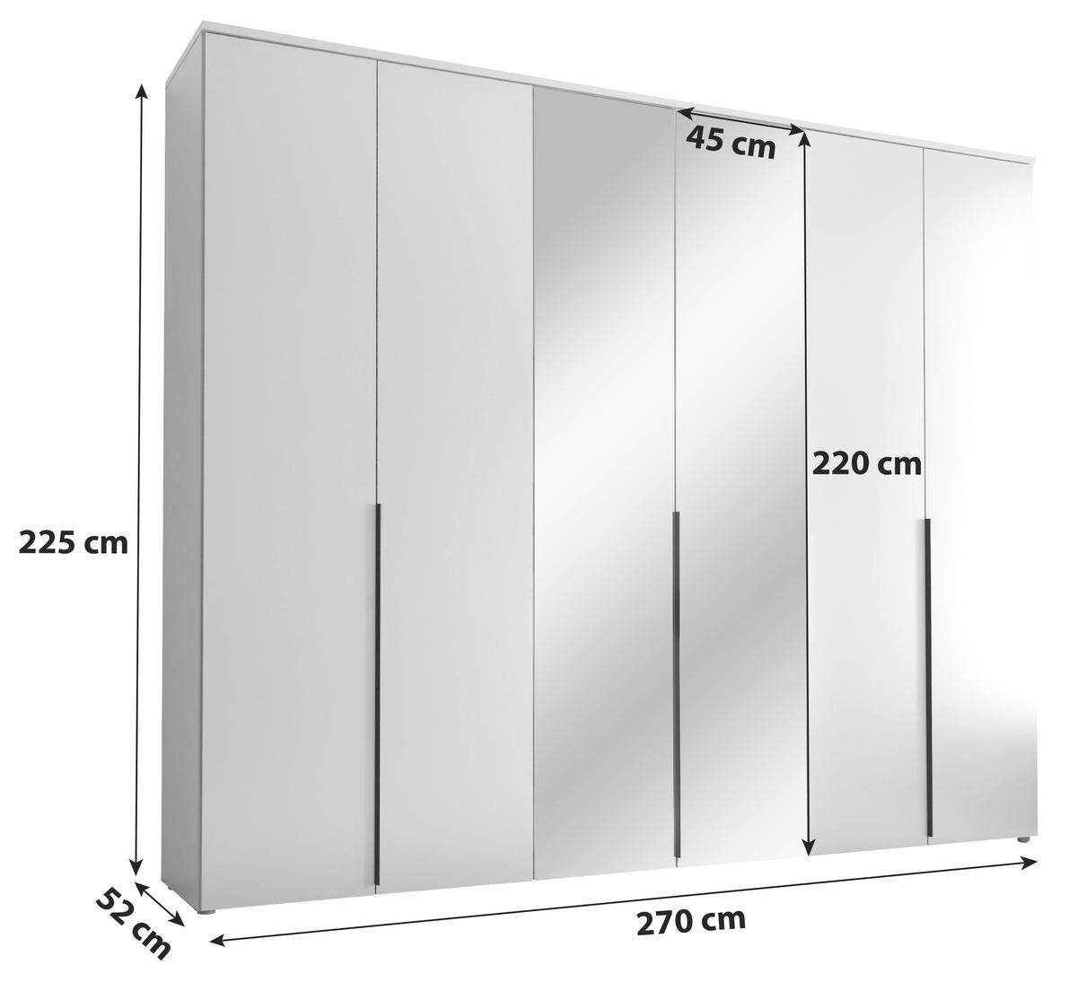 Drehtürenschrank 270 cm Kevo Graphitfarben/Spiegelglas - Graphitfarben, MODERN, Glas/Holzwerkstoff (270/225/52cm) - Carryhome