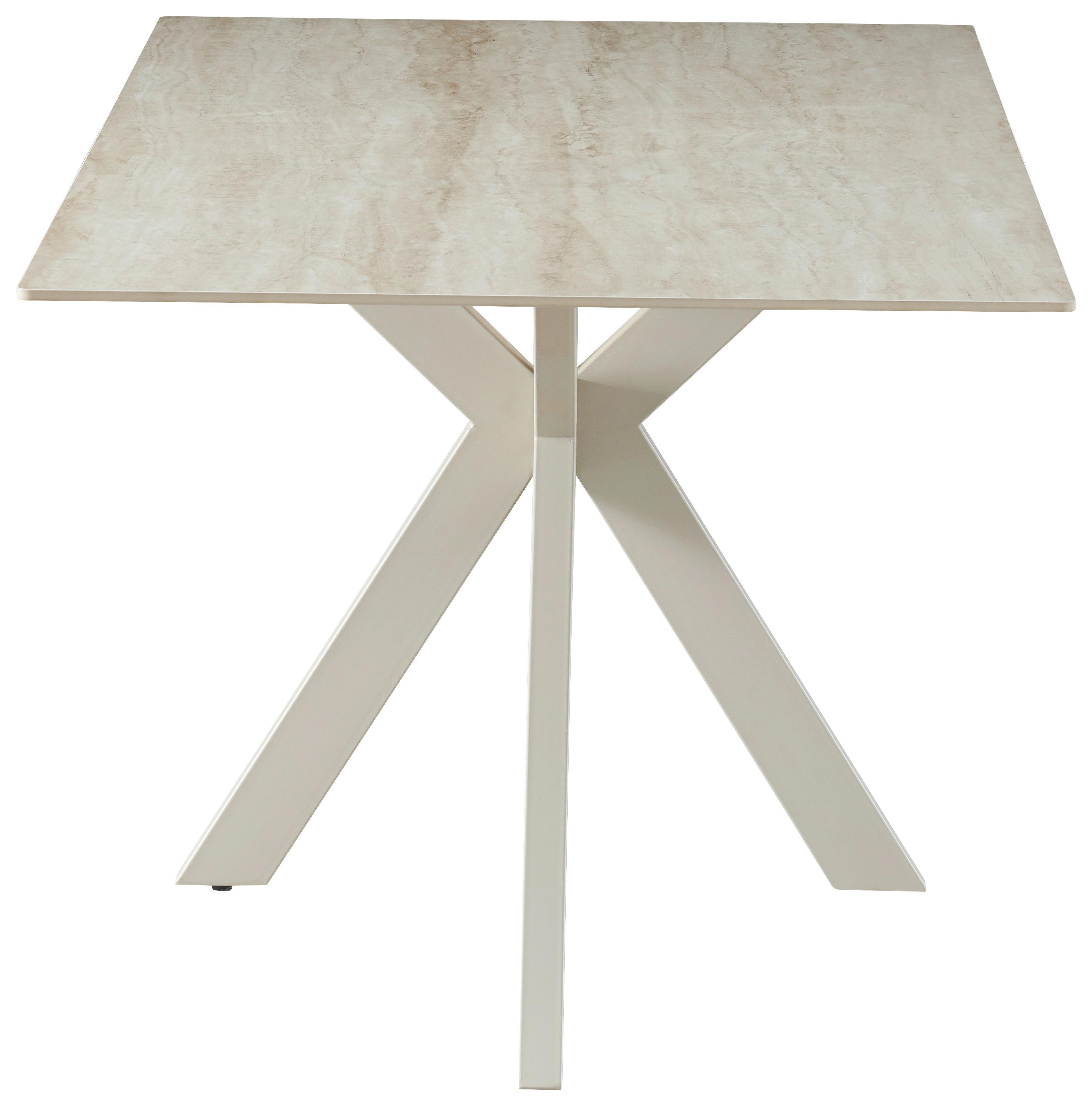 Esstisch Logan Keramik Beige, B: 180 cm - Beige, KONVENTIONELL, Keramik/Metall (180/76/90cm) - MID.YOU