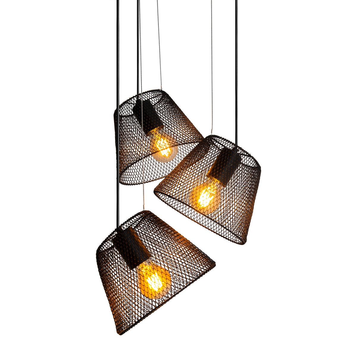 Hängeleuchte Korie H: 120 cm 3-flammig - Schwarz, Trend, Kunststoff/Metall (20/120cm) - Näve