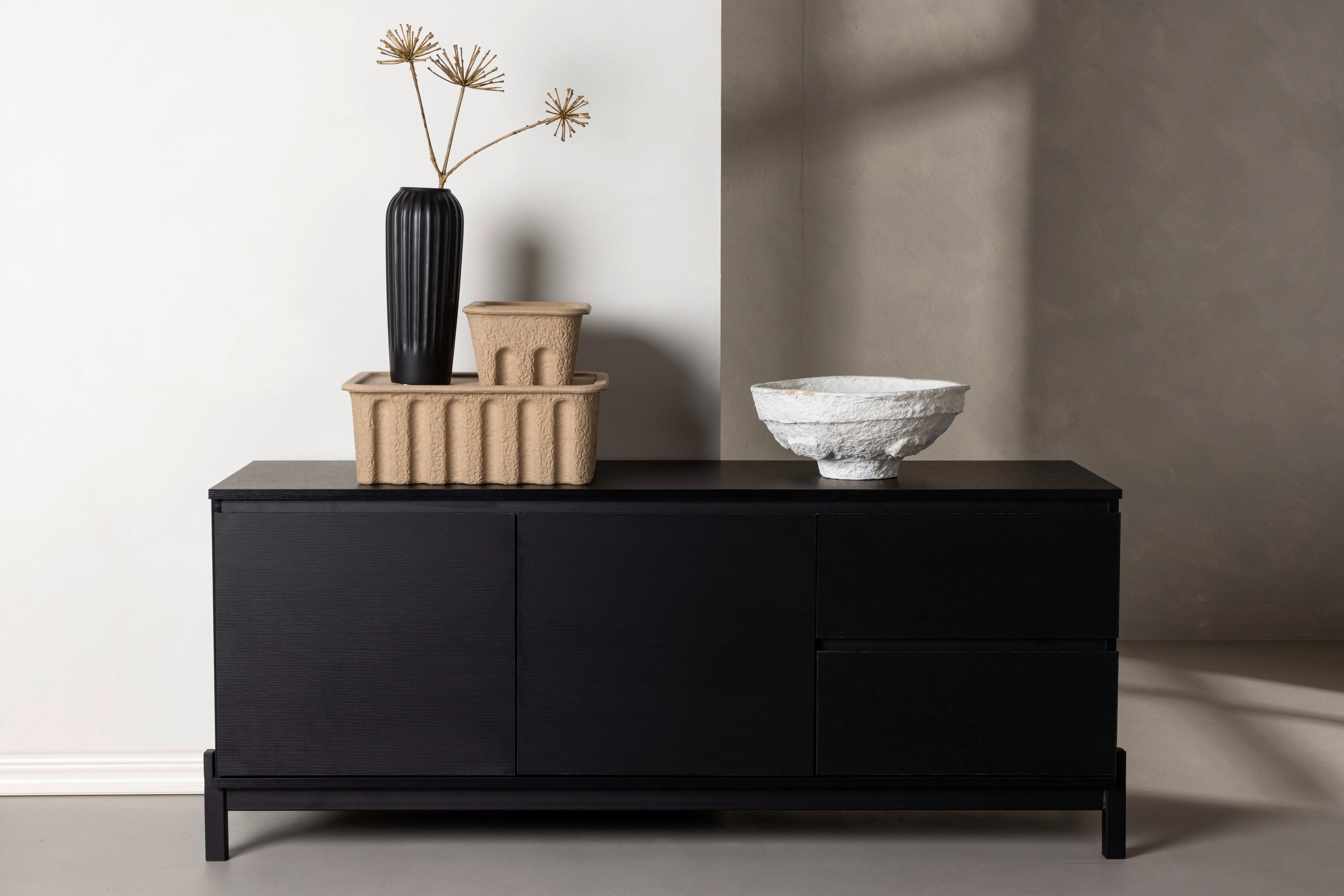 Sideboard Corpus - Schwarz, Design, Holzwerkstoff/Metall (135/56/40cm) - Livetastic