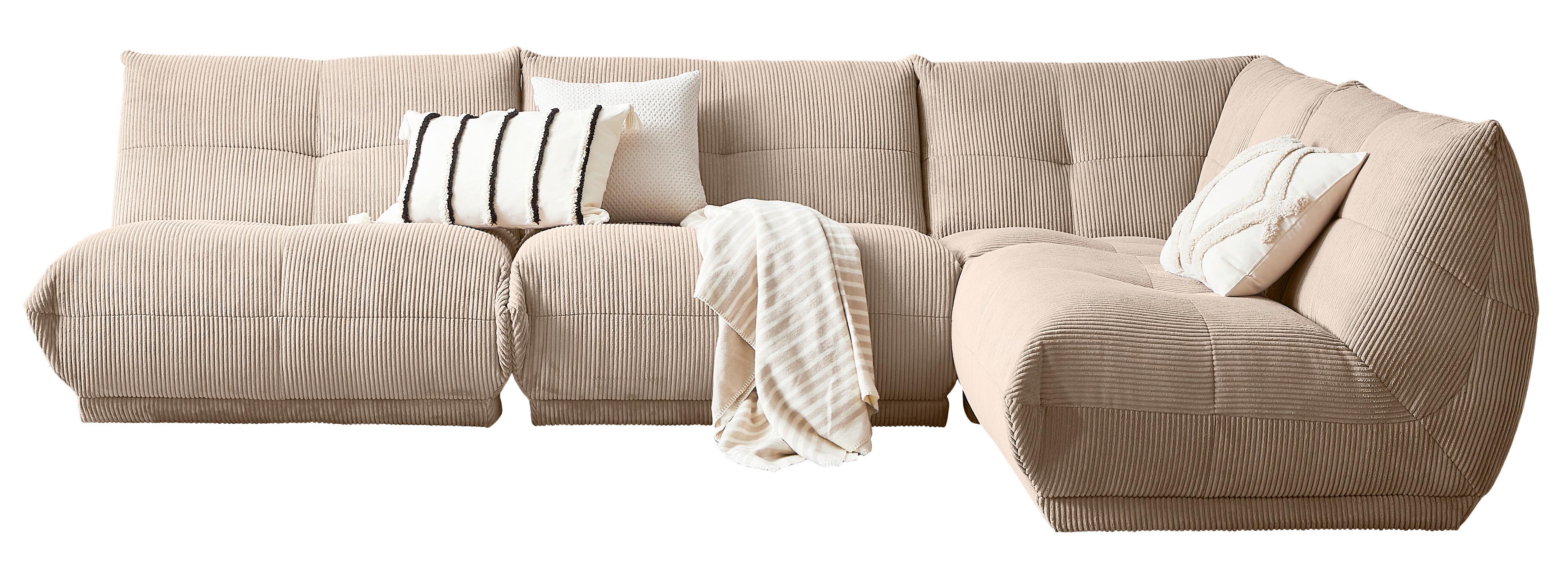Ecksofa Giselle Taupe Cord - Taupe, Trend, Textil (315/210cm) - Livetastic