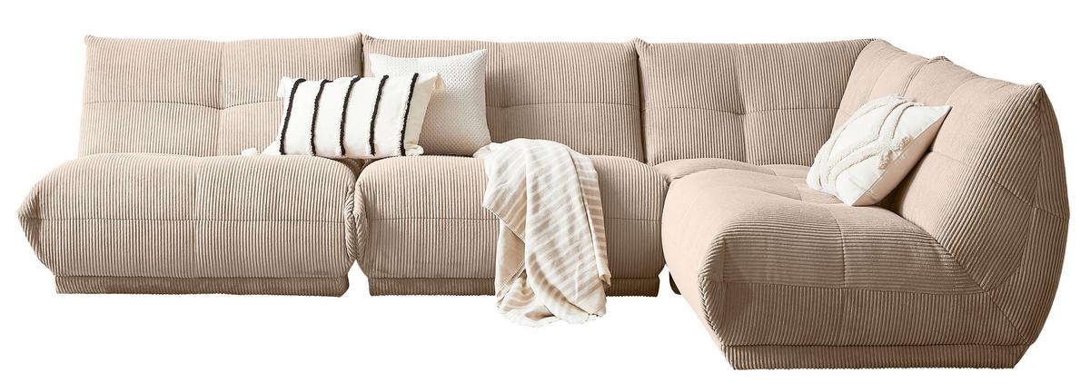 Ecksofa Giselle Taupe Cord - Taupe, Trend, Textil (315/210cm) - Livetastic