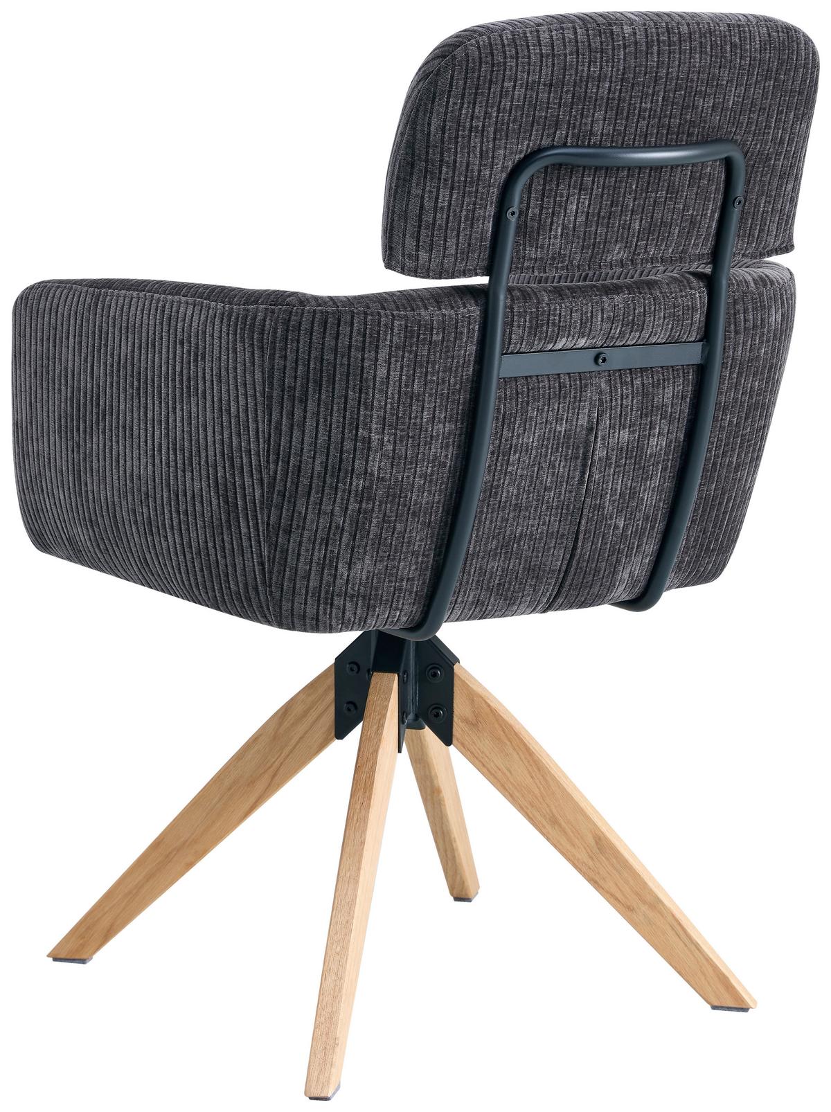 Armlehnstuhl Mattis Cord anthrazit, B: 60 cm - Anthrazit/Naturfarben, KONVENTIONELL, Holz/Textil (60/90/69cm) - Livetastic