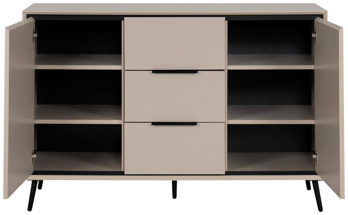 Kommode Arona 01b - Sandfarben/Schwarz, KONVENTIONELL, Holzwerkstoff (135/90/38cm) - Livetastic