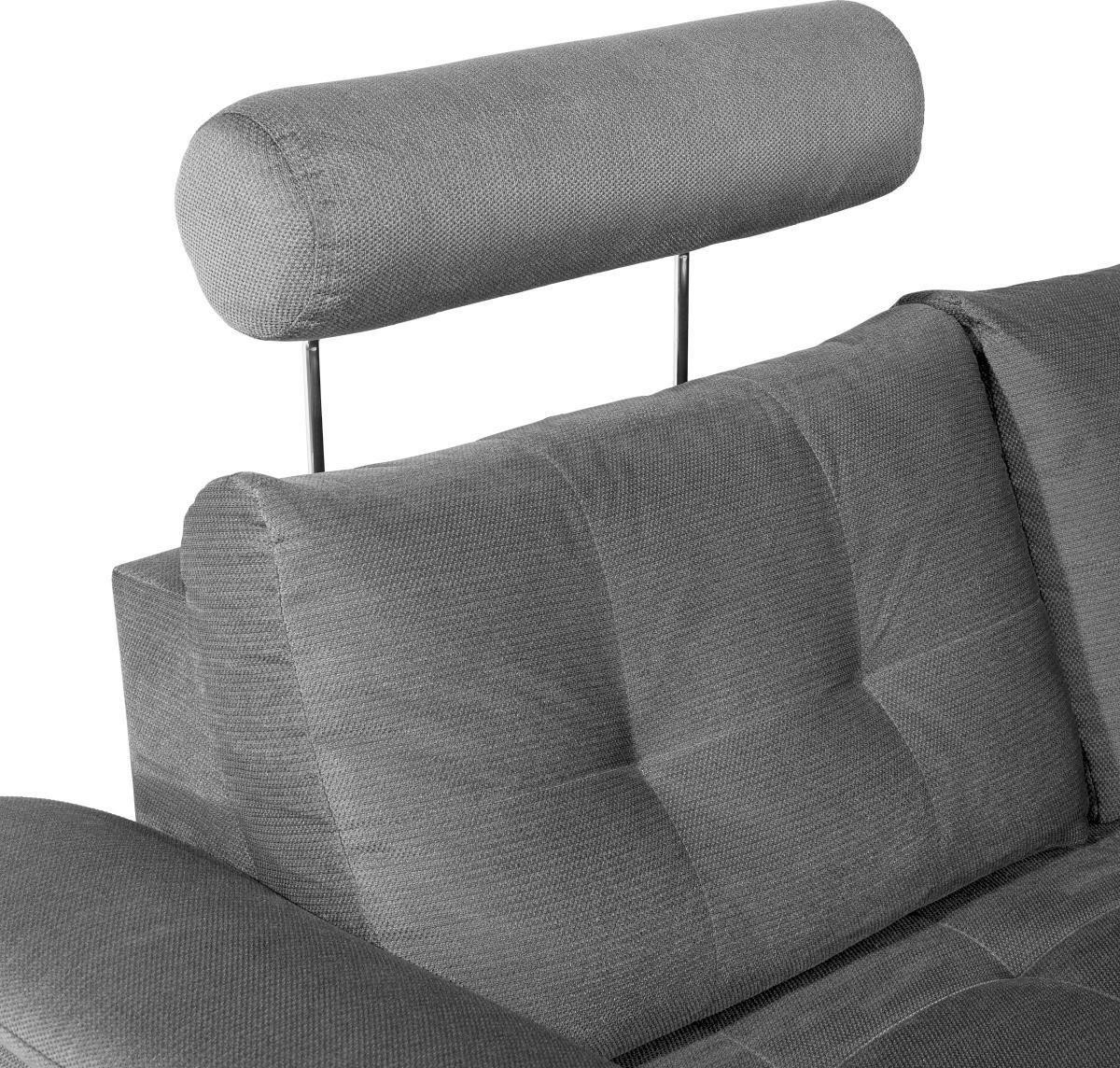Ecksofa Mit Schlaffunktion + Bettkasten Falco, Webstoff - Dunkelbraun/Hellgrau, KONVENTIONELL, Textil (251/183cm) - Ondega