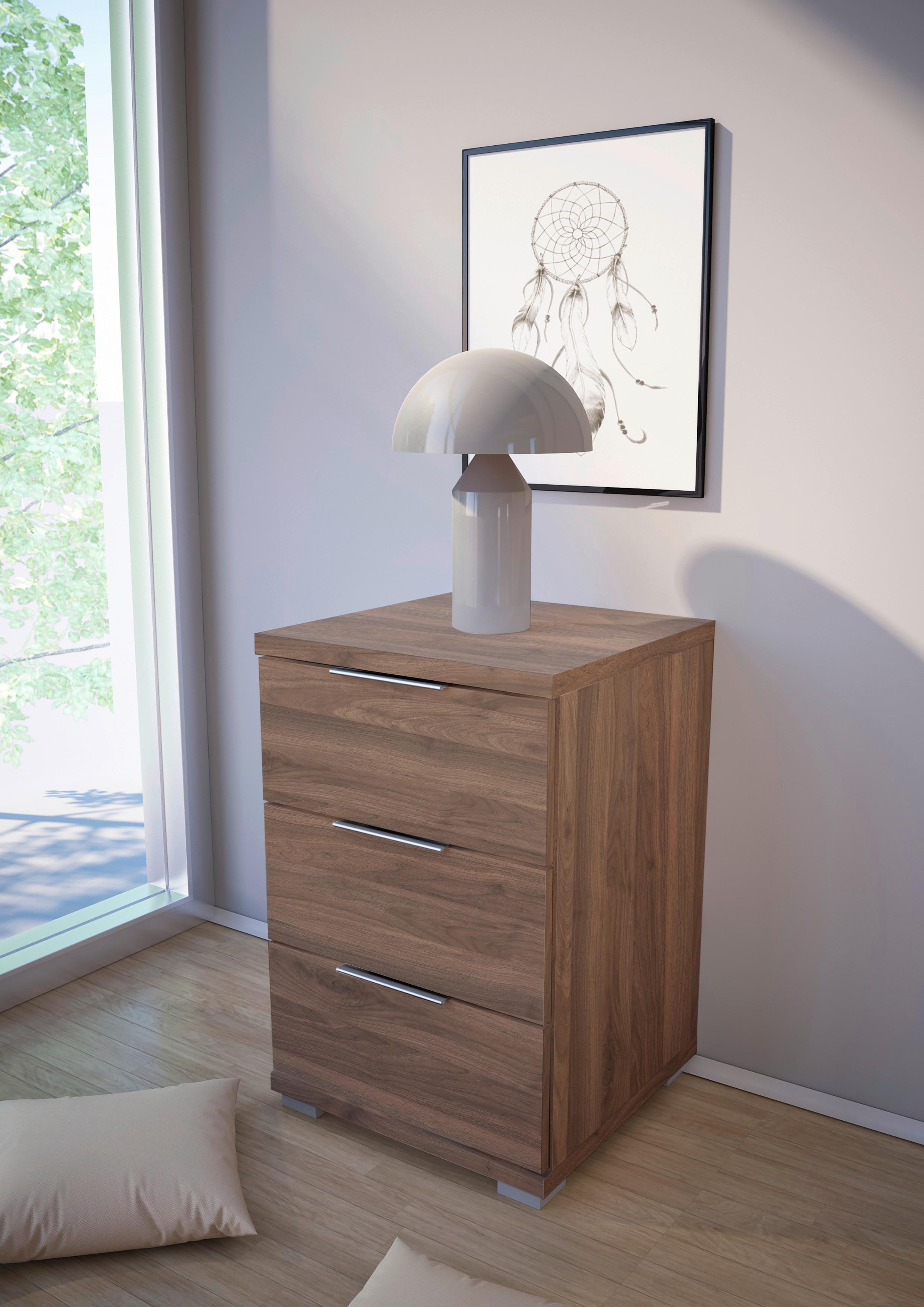 Nachtkästchen Nuss Dekor H: 61 Cm - Silberfarben/Nussbaumfarben, Basics (46/61/42cm) - P & B