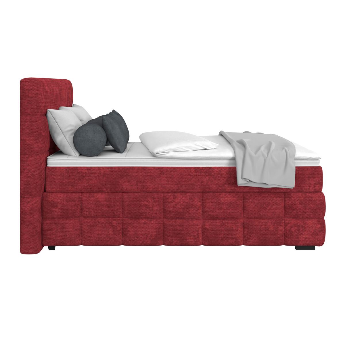 Čalúnená posteľ VEGA 140x200 cm, vinovočervená - čierna/vínovočervená, Trend, drevo/textil (140/200cm)