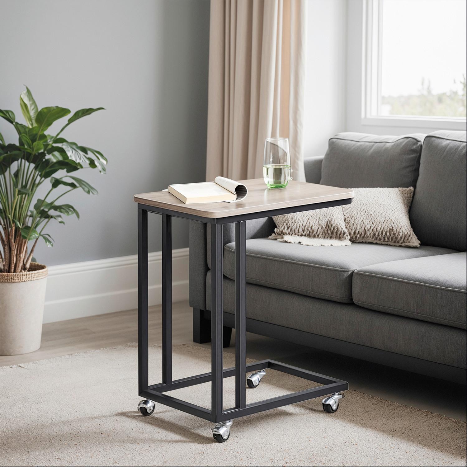 Beistelltisch Side Sofa Table - Greige/Schwarz, MODERN, Holzwerkstoff/Metall (50/35/59,5cm) - MID.YOU