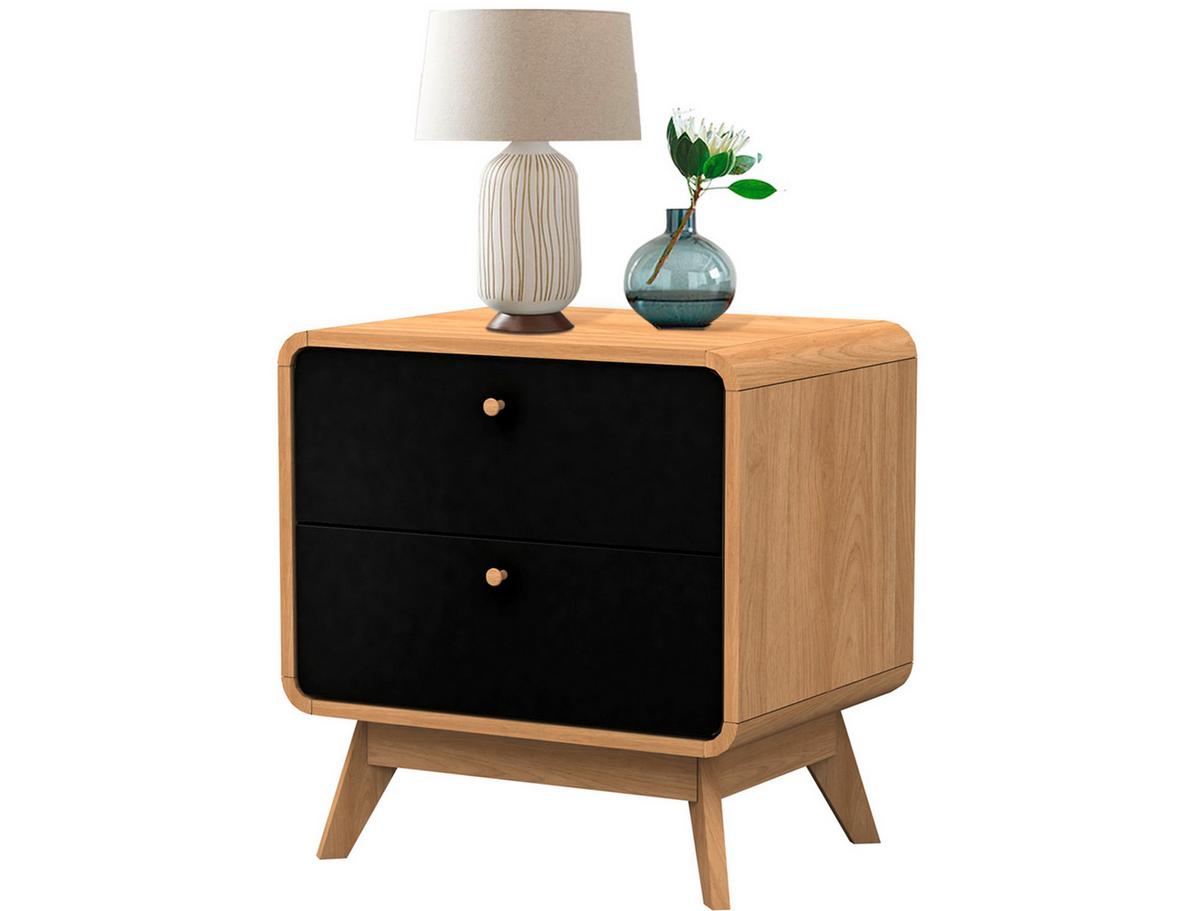 Nachttisch Cassie Schwarz Eiche Dekor - Eichefarben/Schwarz, Design (51/53/39cm) - MID.YOU