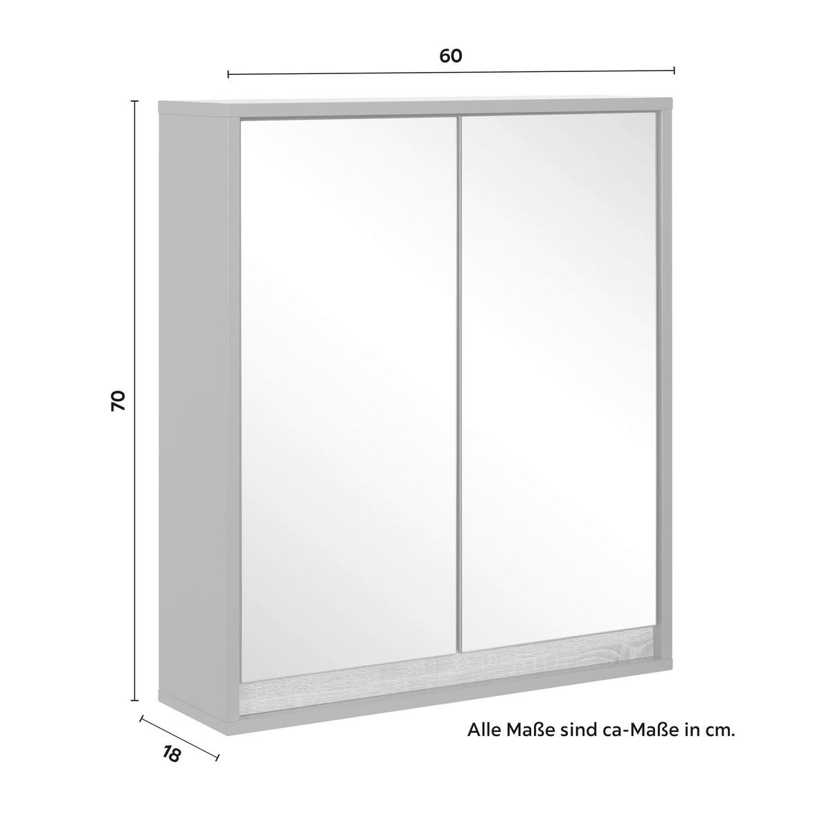 Závěsní skřiňka MASSIMO tm.šedá/dřevodekor - barvy stříbra/tmavě šedá, Moderní, sklo (60/70/18cm) - Bessagi Home