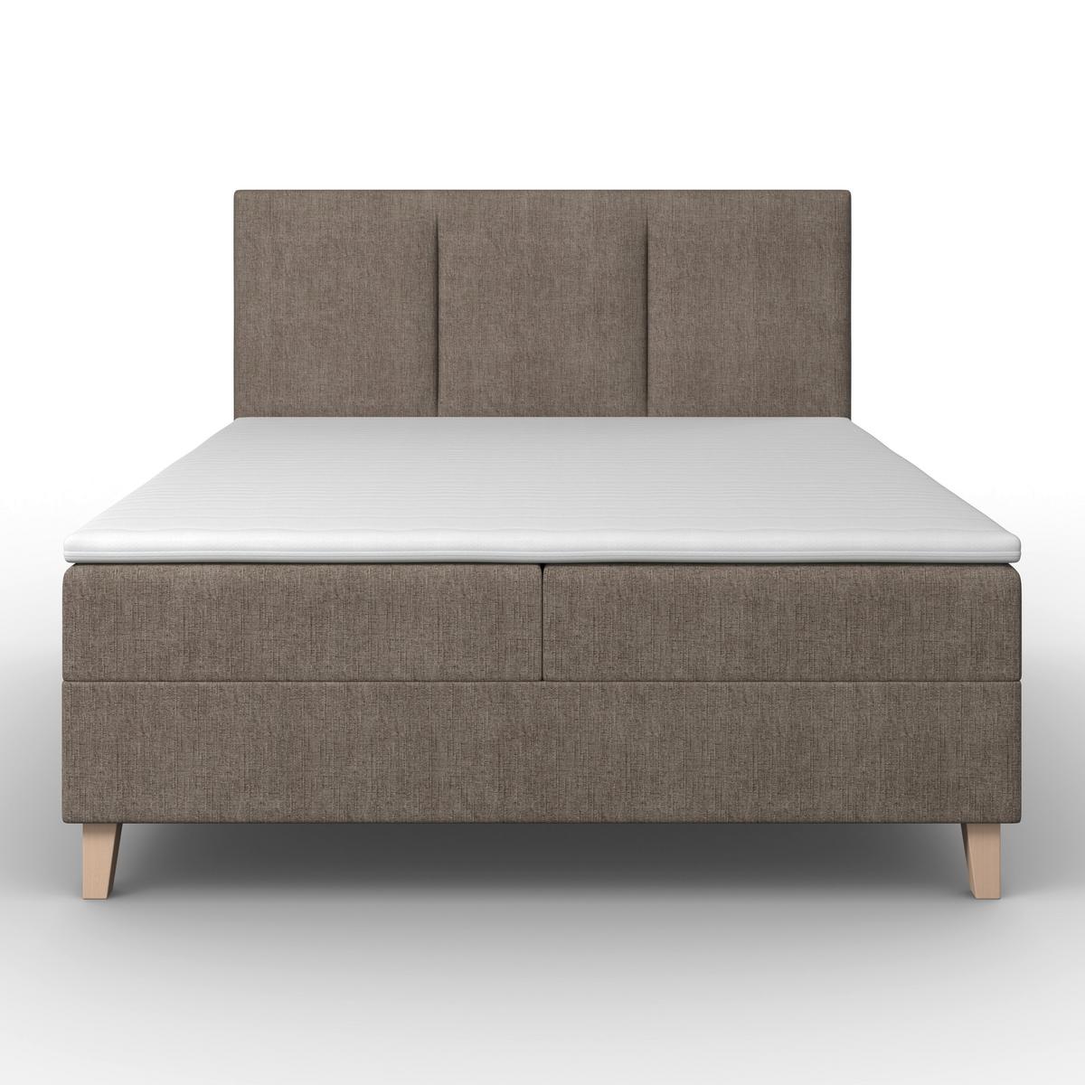 Boxspringová postel MONZA 160x200, hnědá - barvy dubu/hnědá, Moderní, dřevo/textil (160/200cm) - Bessagi Home