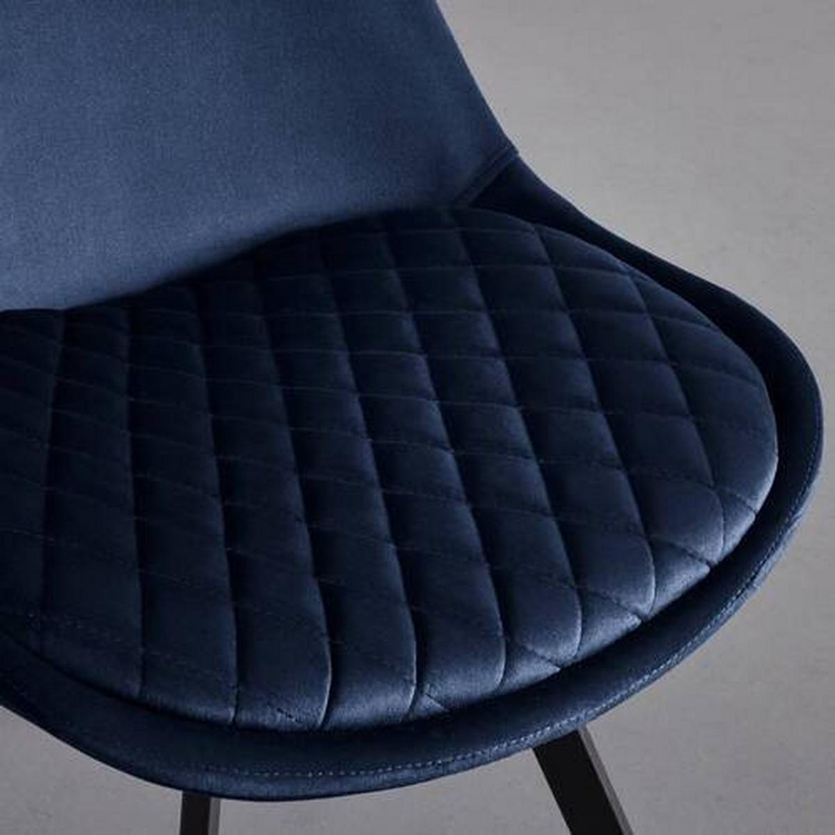 Židle Isabella samet - tmavě modrá - černá/tmavě modrá, Moderní, kov/textil (49/83/53cm) - Livetastic
