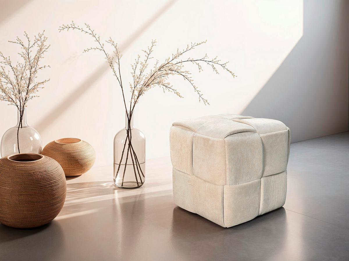 Pouf Urban Beige Gepolstert - Beige, Design, Textil (40/40/40cm) - MID.YOU