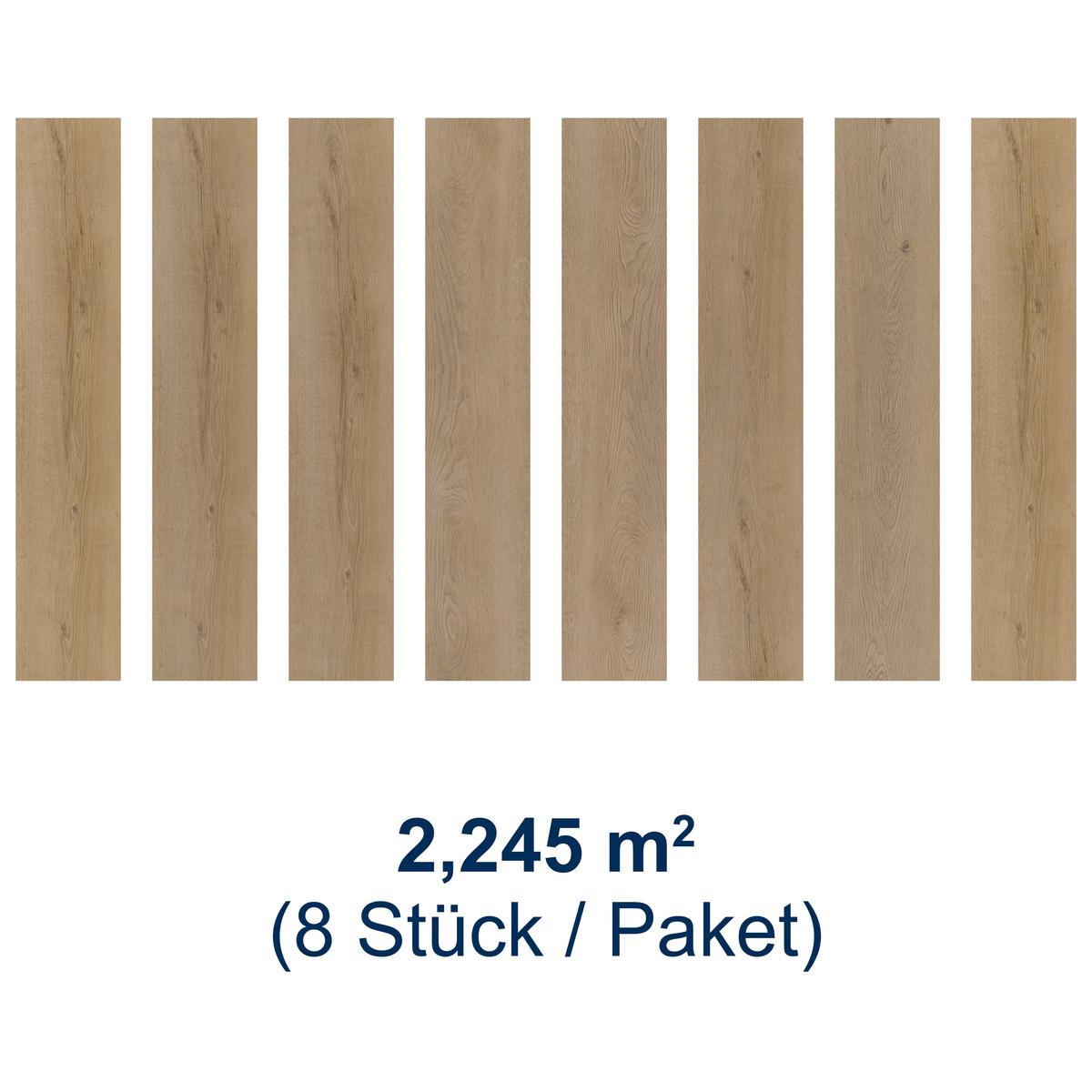 Designboden Eichefarben/Grau /Hellbraun Landhausdiele Stärke 4,8mm - Hellbraun/Eichefarben, Basics, Kunststoff (122/23/0.48cm)