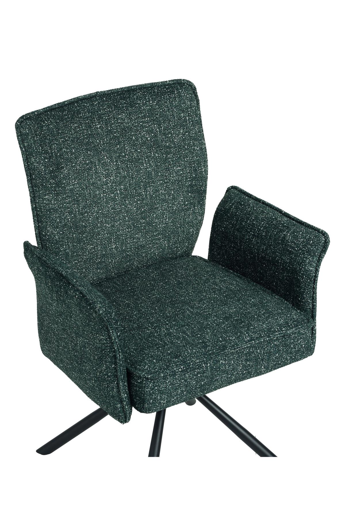 Vierfußstuhl Ellen II Webstoff Grün, B: 49 cm - Schwarz/Grün, MODERN, Textil/Metall (49/90/60cm)