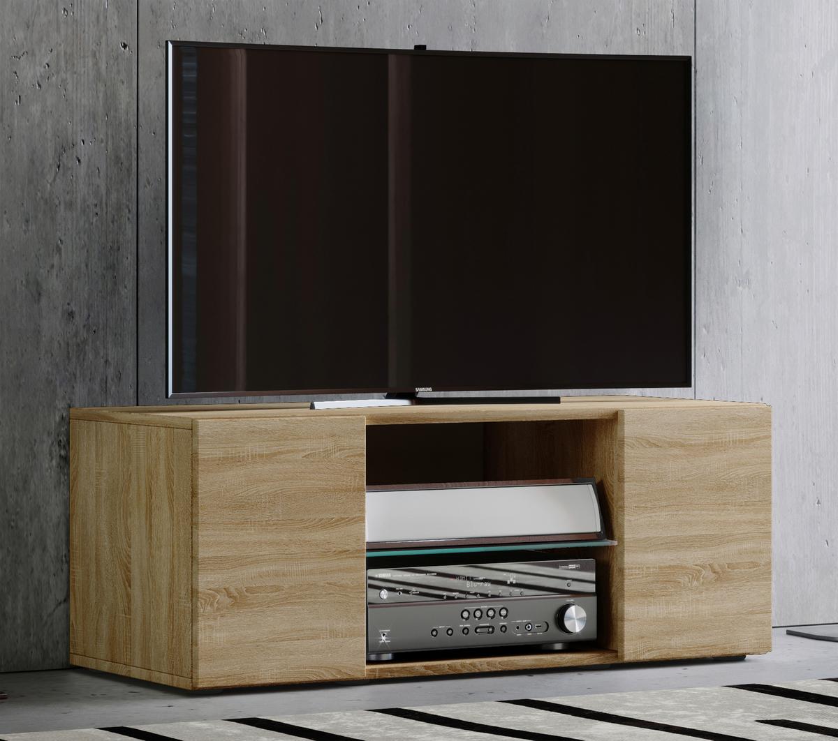 TV - skrinka Lowina š: 95 cm dub sonoma - čierna/farba duba, Konventionell, kompozitné drevo/plast (95/40/36cm) - MID.YOU