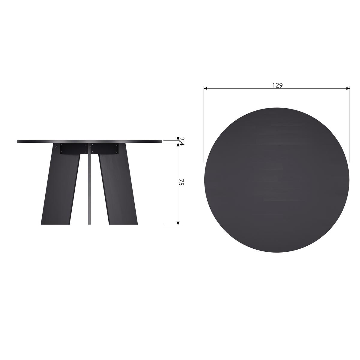 ESSTISCH Fries Schwarz L: 129cm - Schwarz, MODERN, Holz (129/129/75cm) - Livetastic