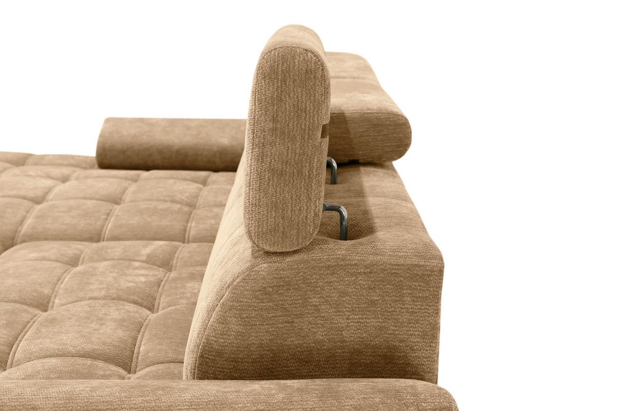 Rohová sedačka VEGAS, ľavá, béžovohnedá ženilka - béžovohnedá/čierna, Design, drevo/textil (173/294cm)