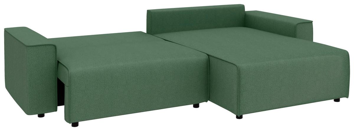 Ecksofa Chance, Grün S: 265x164 cm - Schwarz/Grün, MODERN, Textil (265/164cm) - Trendmanufaktur