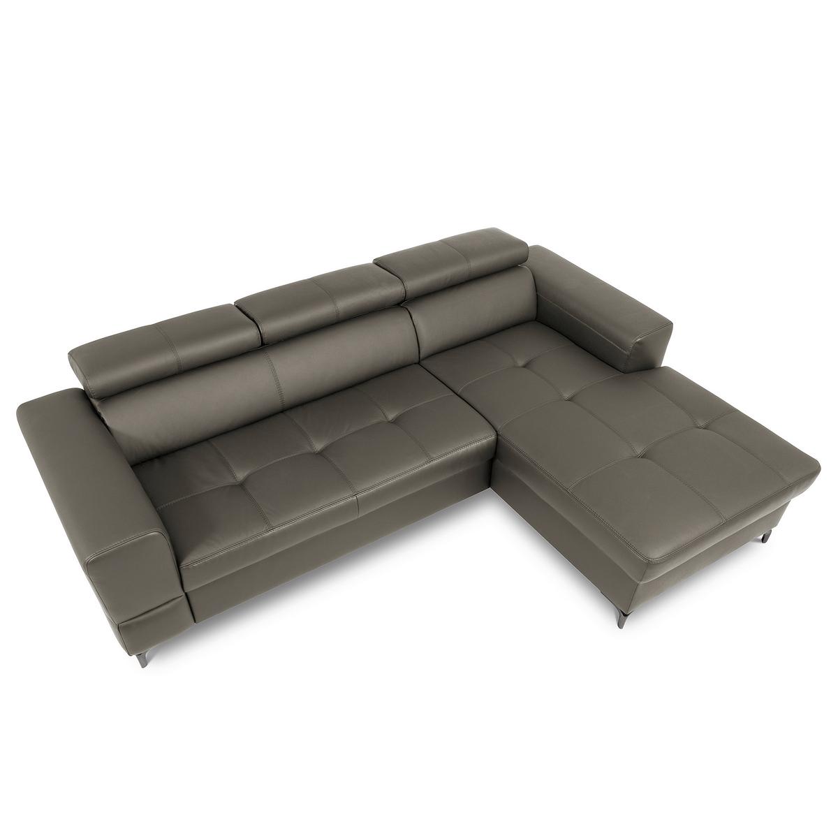 Ecksofa Torino Echtleder Schlammfarben 247x173 - Schlammfarben/Schwarz, Design, Leder/Textil (247/173cm) - Livetastic