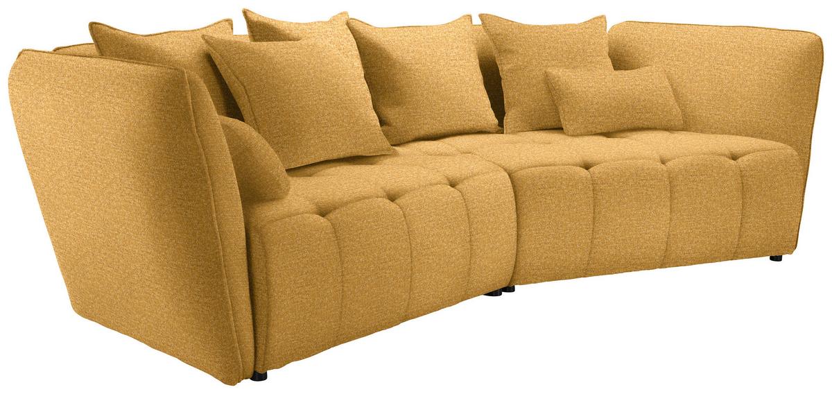 Boxspringová pohovka SOFI, horčicovožltá - horčicovožltá/čierna, Modern, textil (294/93/152cm) - Premium Living