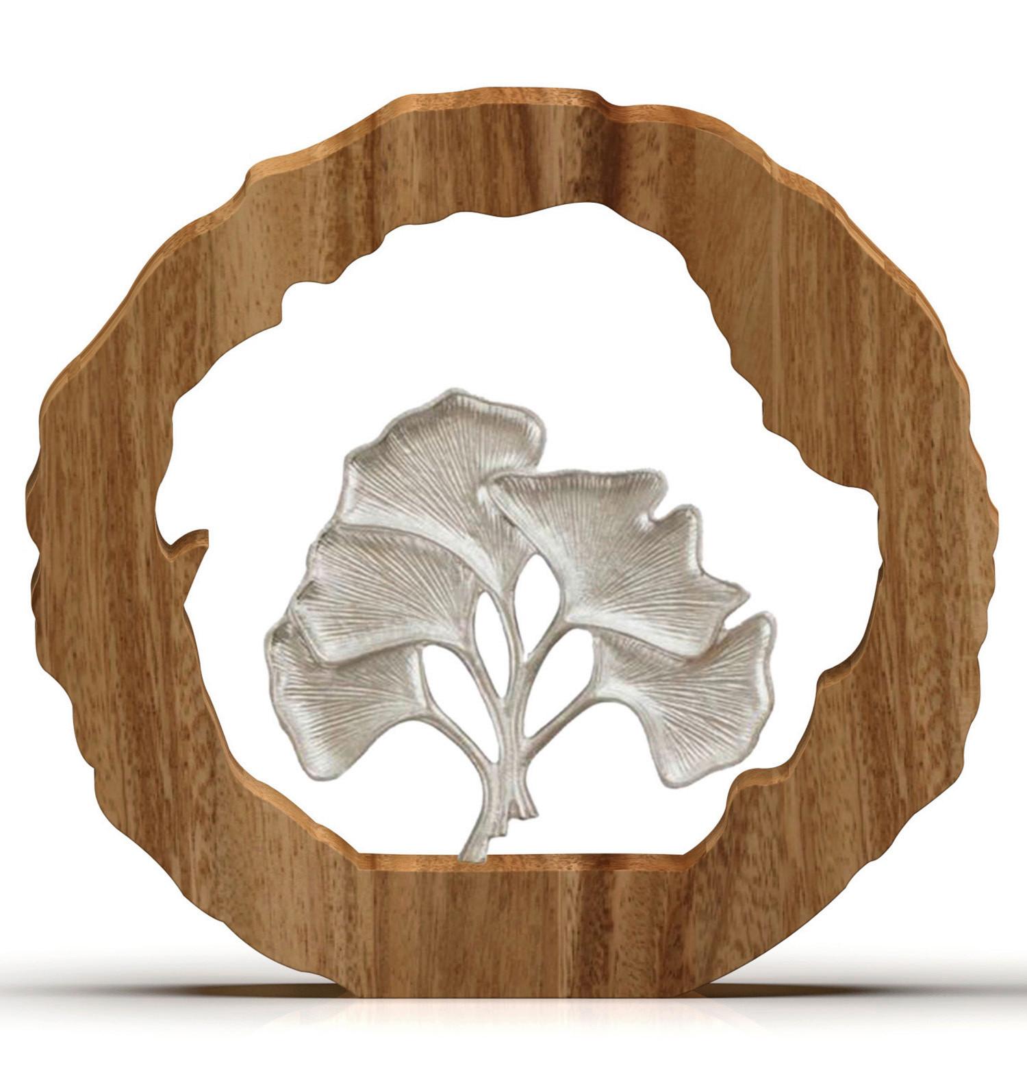 Skulptur Nala - Naturfarben/Nickelfarben, KONVENTIONELL, Holz/Metall (39/5/36cm) - James Wood