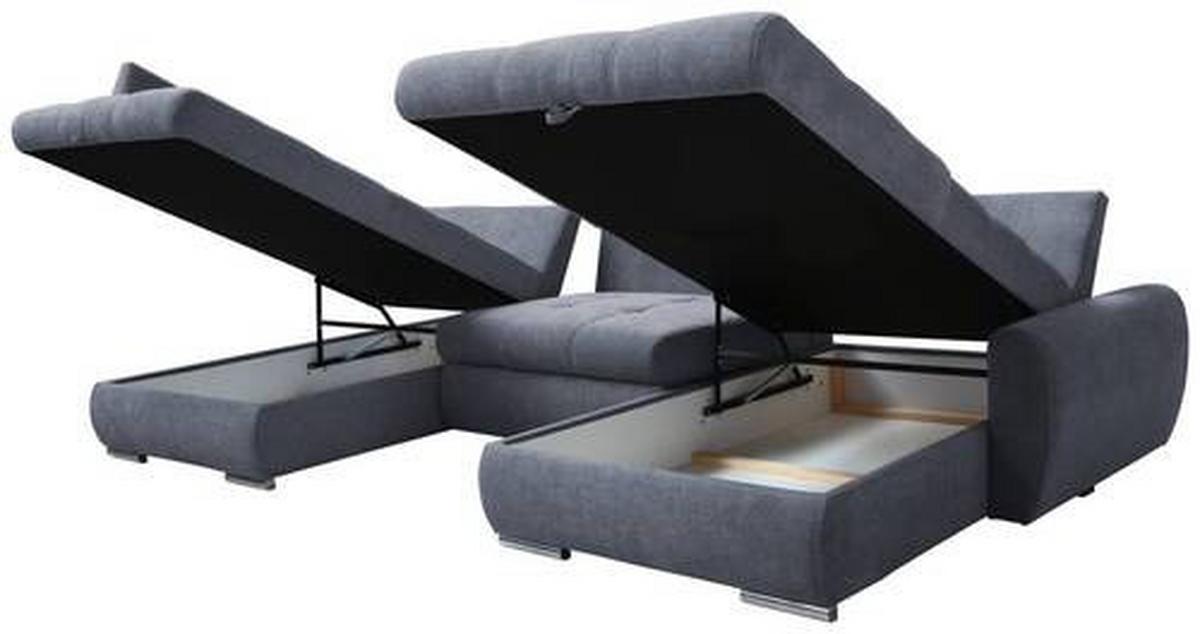 Ecksofa Canion - Chromfarben/Grau, Design, Textil (173/322/174cm) - Livetastic