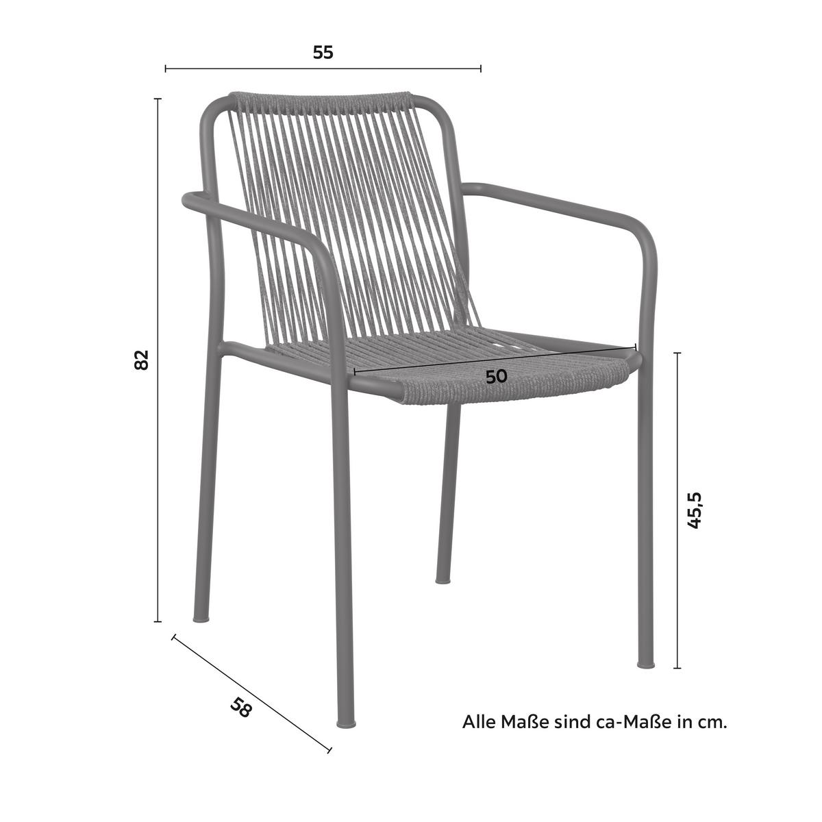 SADA ZÁHRADNÝCH KRESIEL NARDO - čierna/tmavosivá, Modern, kov/textil (55/82/58cm) - Bessagi Garden